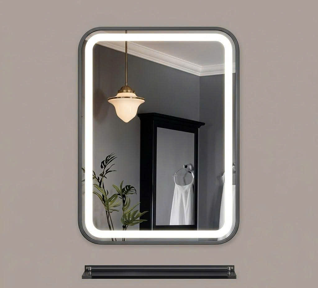 Gương Đèn LED Cảm Ứng Kèm Kệ Nhôm GD-28 | Gương Nhà Tắm Bình Dương - Ngọc Thúy Home