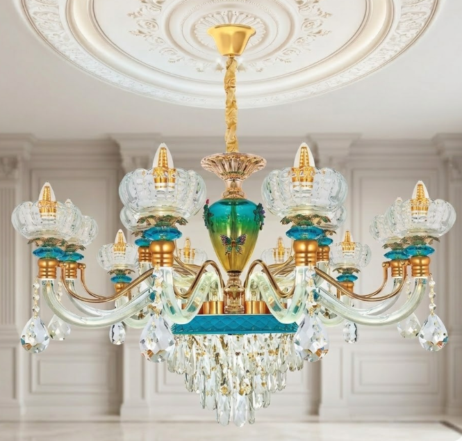 Đèn Chùm Pha Lê NC 9918/10+5 LED | Đèn Trang Trí Thủ Dầu Một Bình Dương - Ngọc Thúy Home