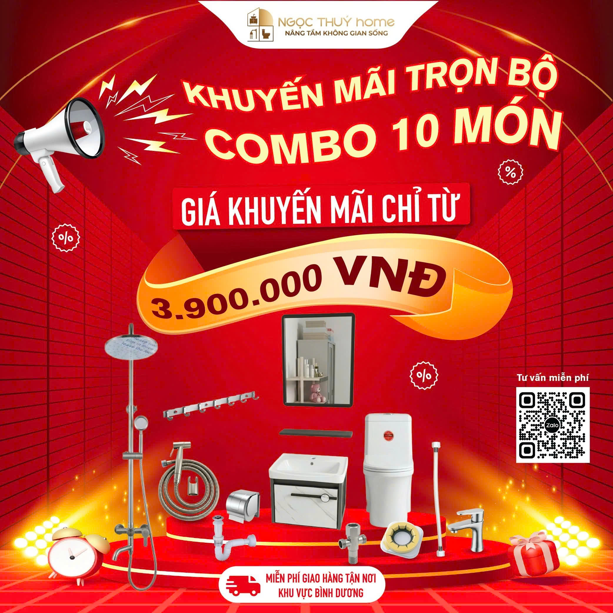 Combo Thiết Bị Vệ Sinh Phòng Tắm 10 Món | Thiết Bị Vệ Sinh Bình Dương - Ngọc Thúy Home