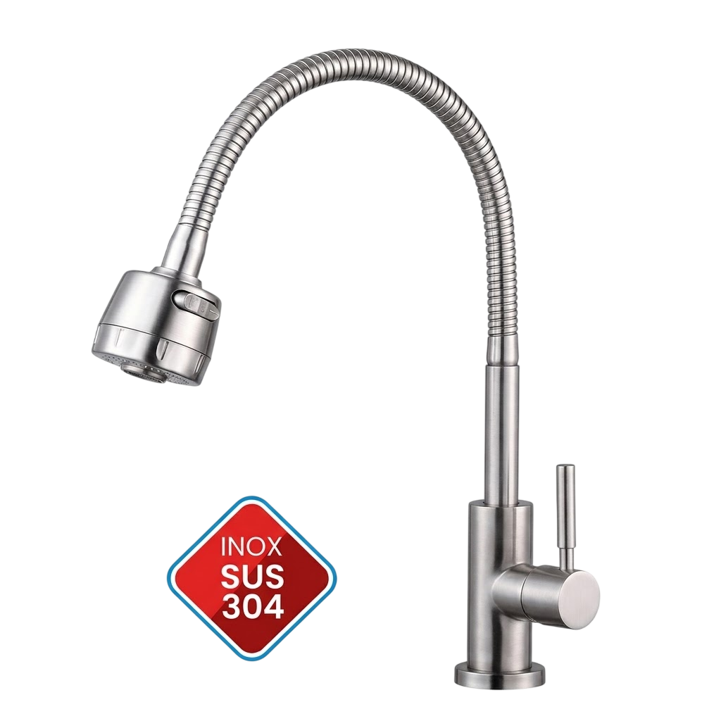 Vòi chén lạnh cần lò xo Inox 304 - XT-512 - Ngọc Thúy Home