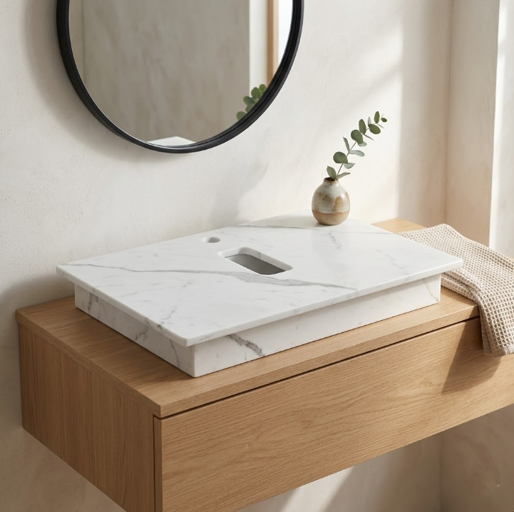 Bàn Đá Đặt Lavabo Sứ BĐ-019T | Lavabo Bình Dương - Ngọc Thúy Home