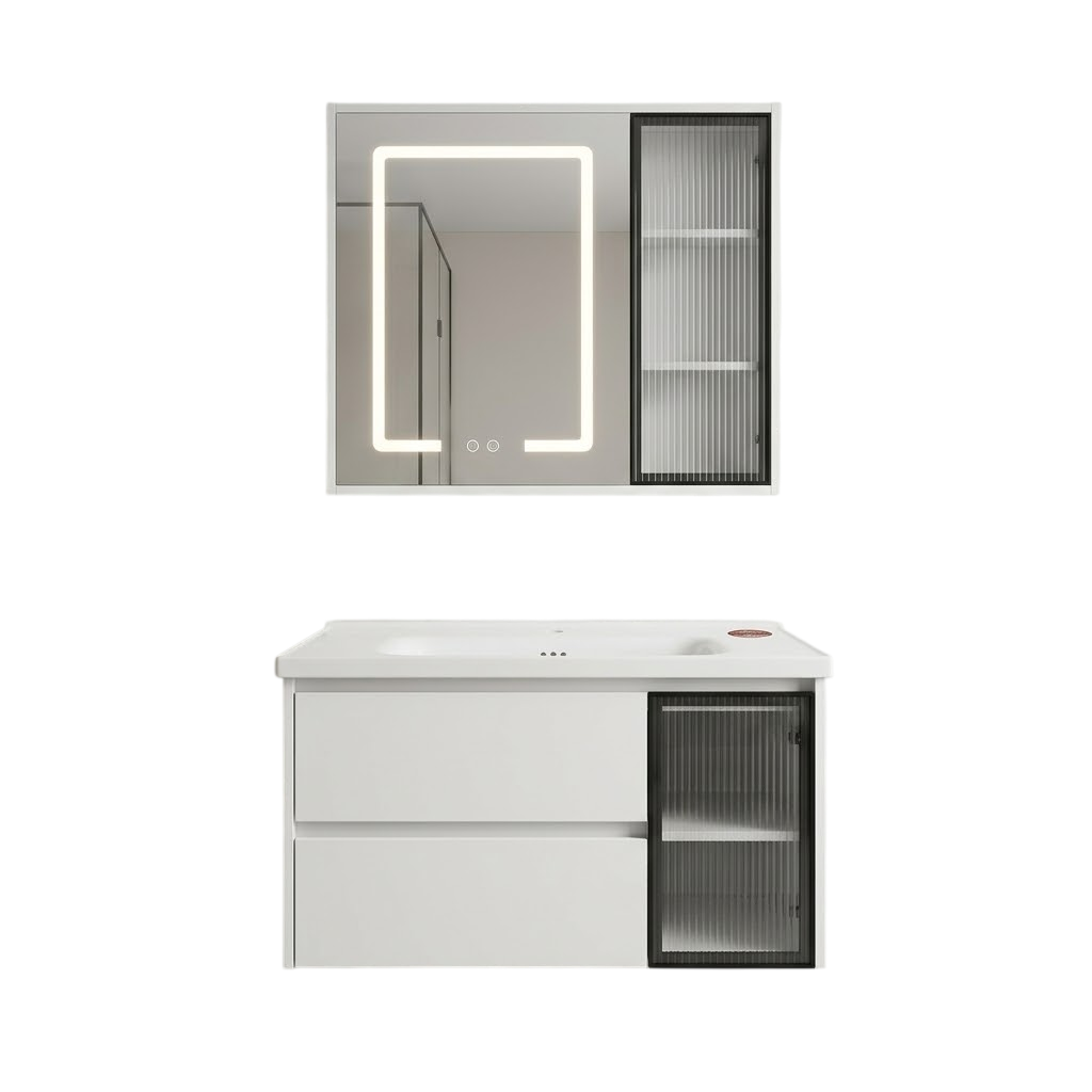 Bộ Tủ Chậu Lavabo Cánh Kính Sọc | Lavabo Bình Dương - Ngọc Thúy Home