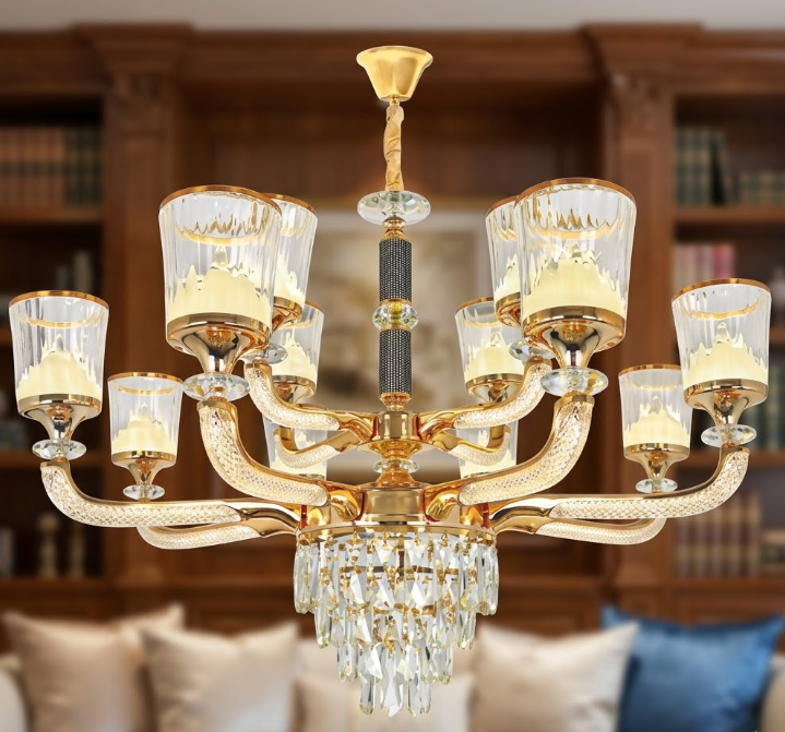 Đèn Chùm Cao Cấp NC 2369/8+4 LED | Đèn Trang Trí Thủ Dầu Một Bình Dương - Ngọc Thúy Home