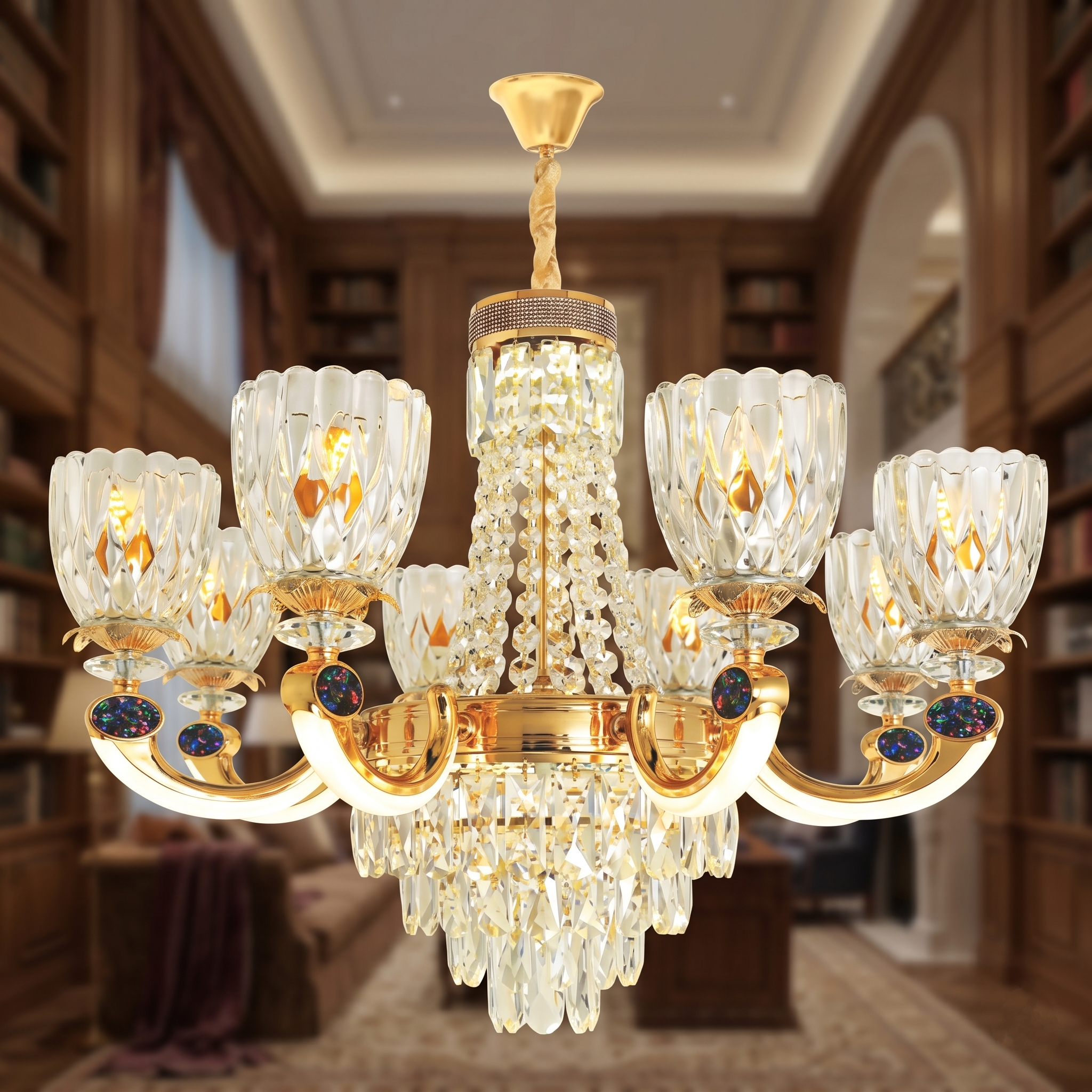 Đèn Chùm Pha Lê NC 2360/8 LED | Đèn Trang Trí Thủ Dầu Một Bình Dương - Ngọc Thúy Home