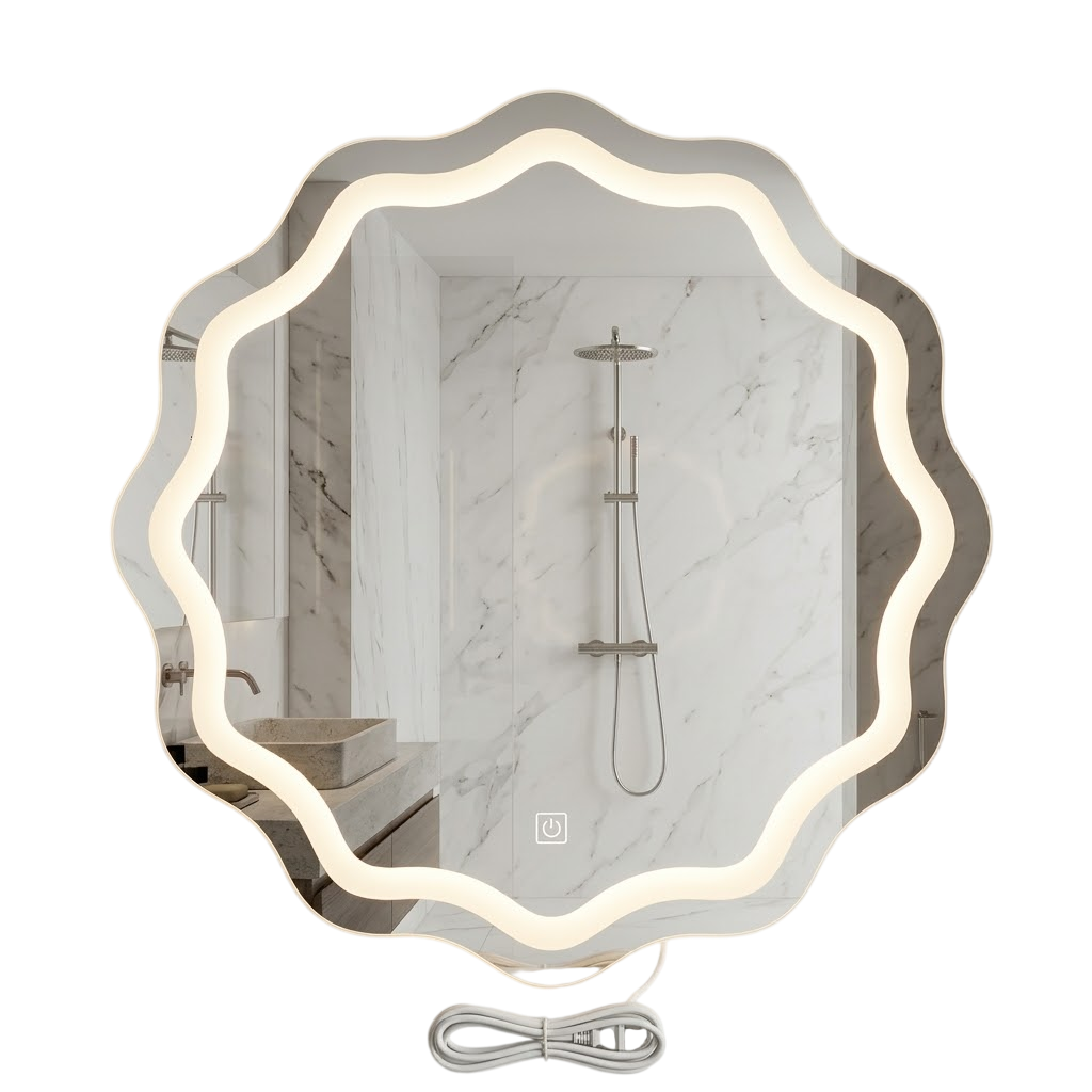 Gương Đèn LED Trang Trí Hình Gợn Sóng | Gương Nhà Tắm Bình Dương - Ngọc Thúy Home