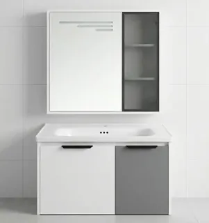 Hình ảnh Bộ Tủ Chậu Lavabo Phối Màu Trắng & Xám | Lavabo Bình Dương