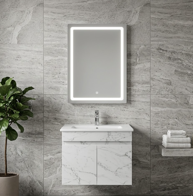 Tủ Lavabo PVC Vân Đá Trắng | Lavabo Bình Dương - Ngọc Thúy Home