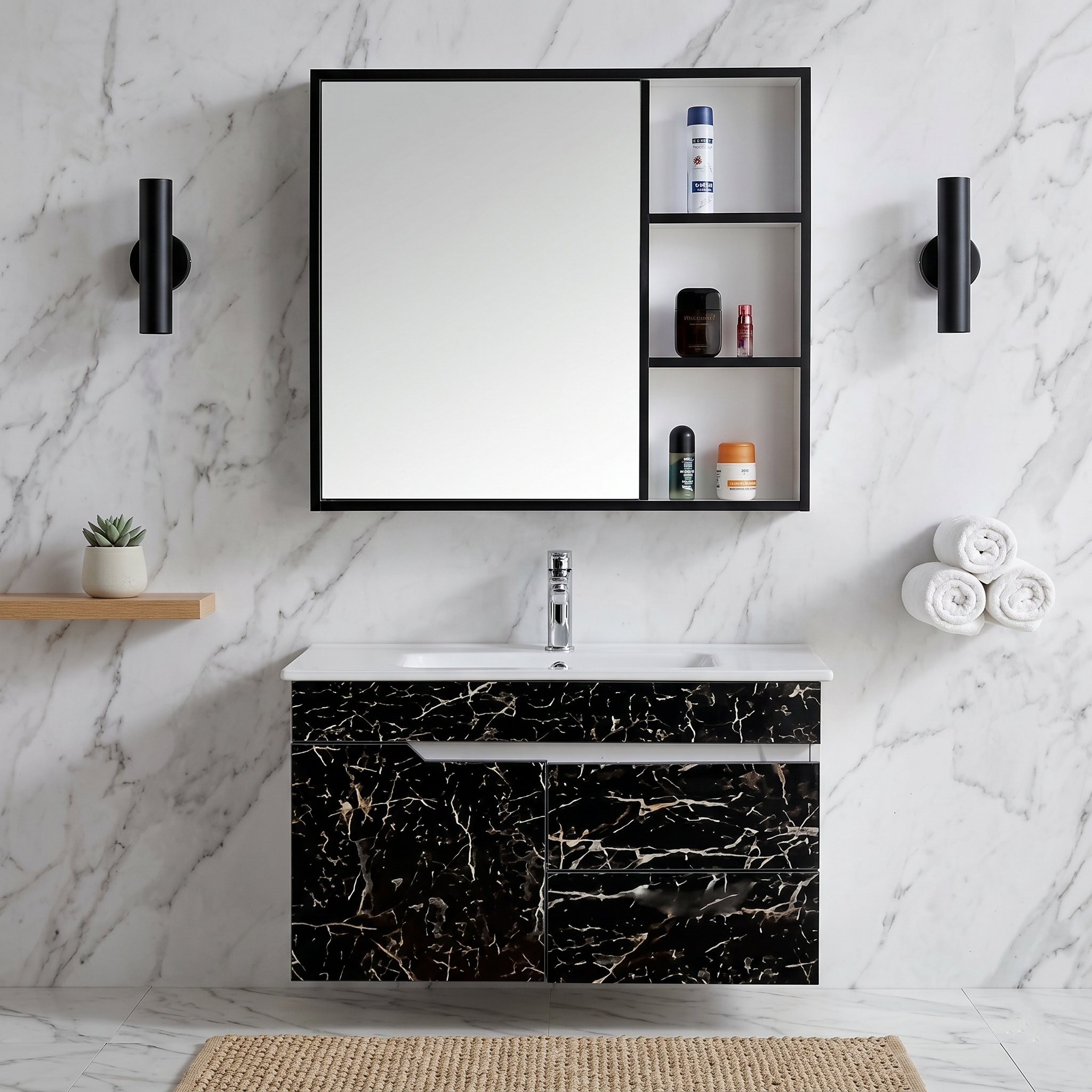 Tủ Lavabo PVC Vân Đá Đen Tủ Lavabo 17 | Lavabo Bình Dương - Ngọc Thúy Home