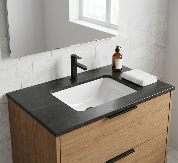 Combo Mặt Bàn Đá Chống Trầy & Chậu Lavabo Âm Bàn LB 38 | Lavabo Bình Dương