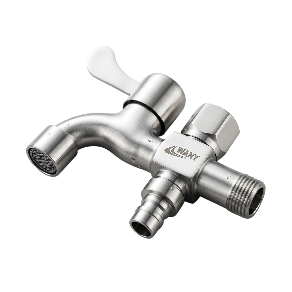 Vòi Hồ 2 Đầu Inox 304 (Vòi Máy Giặt) WANY | Thiết Bị Nhà Bếp Bình Dương - Ngọc Thúy Home