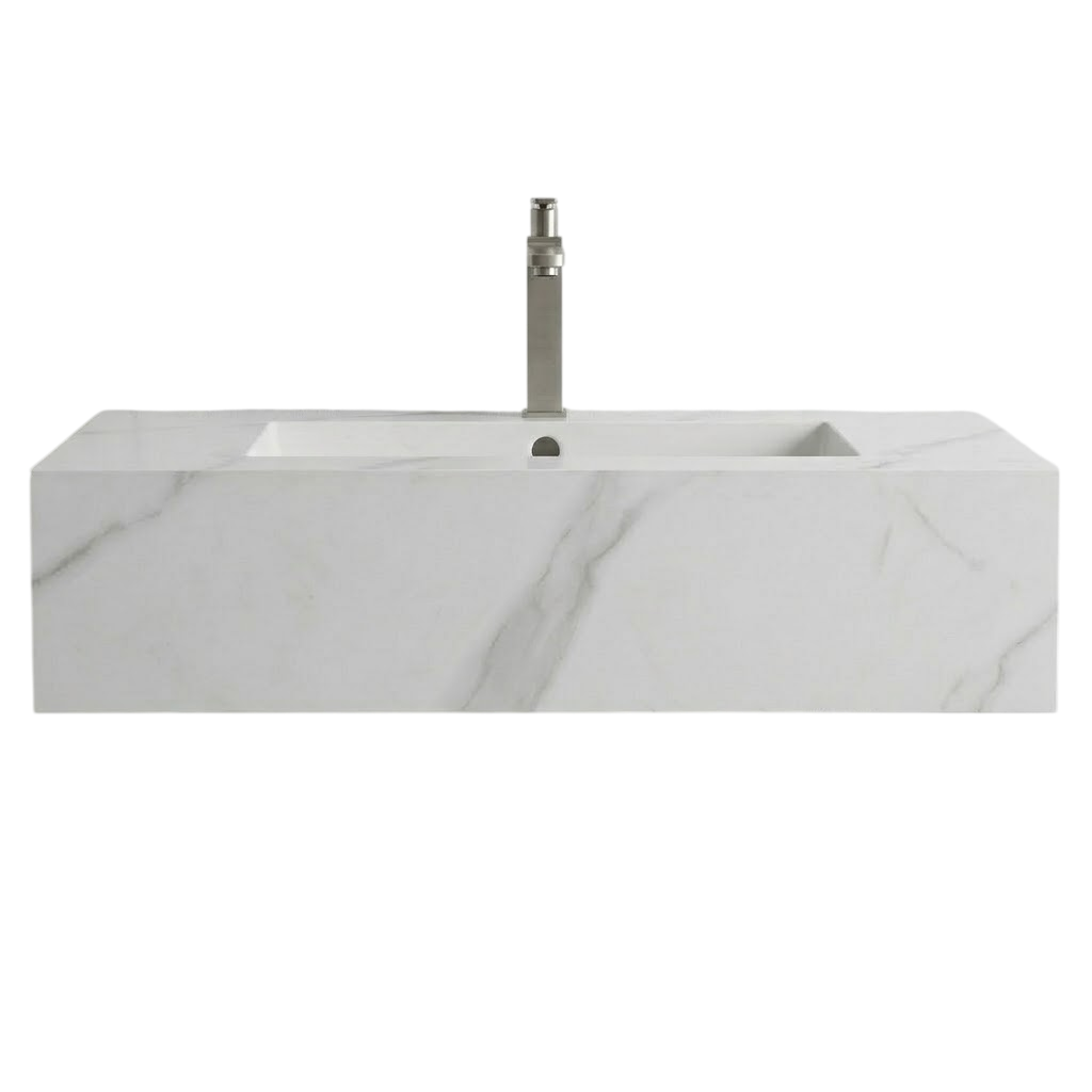 Bộ Bàn Đá Lavabo Đúc Liền Khối Vân Đá Carrara | Lavabo Bình Dương - Ngọc Thúy Home